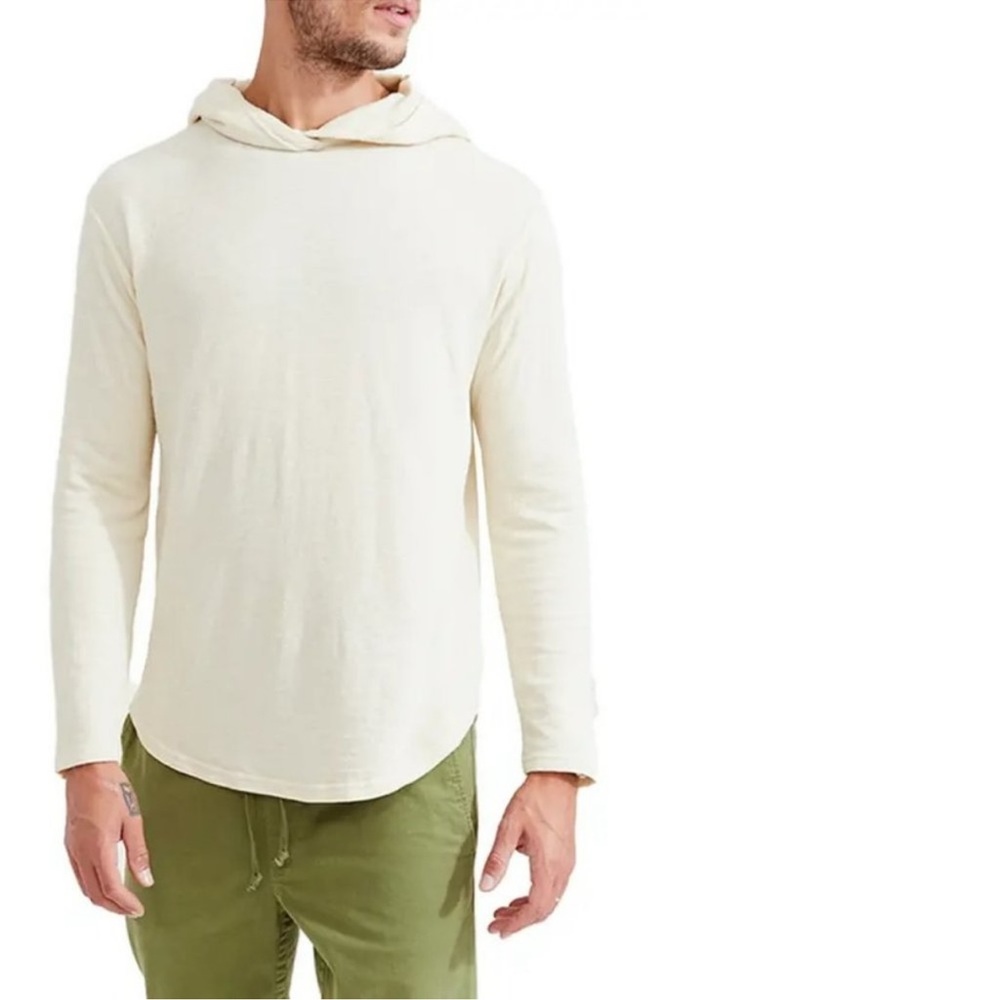 NWOT Goodlife Double Layer Scallop Hoodie Men's L Premium Blend Seed Cream